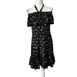 Jill Jill Stuart Womens Floral Laura Off Shoulder Dress Black Floral SZ 6